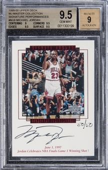 1999/00 Upper Deck "Master Collection" #MJ9 Michael Jordan Signed Card (#50/50) – BGS GEM MINT 9.5/BGS 9